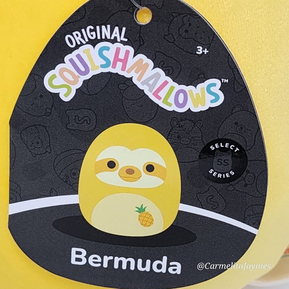 🖤 BERMUDA 🦥 Yellow Pineapple Scented Sloth  SELECT SERIES Squishmallow NWT 🖤 - Picture 4 of 9